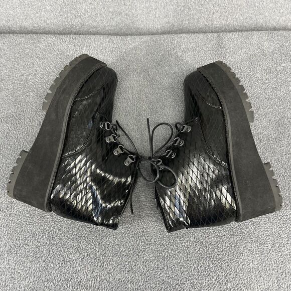 Asos Design Ankle Boots Womens 6 Black Lace Up Chunk Bootie Platform gohtic - Picture 7 of 15